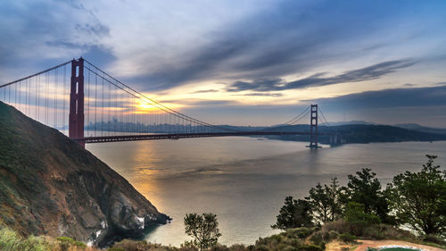 Golden gate bride over san francisco bay during sunset