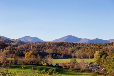 Scenic view of mountains against clear sky