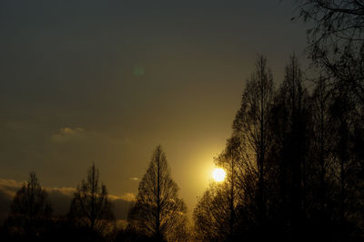 Silhouette trees against sky during sunset