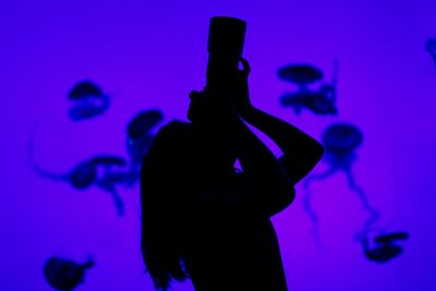 Silhouette of man playing guitar