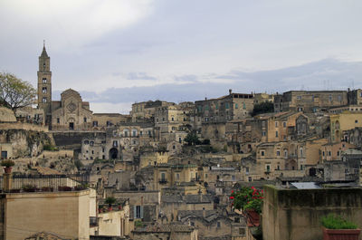 Matera, italy, on a day with dramatic sky