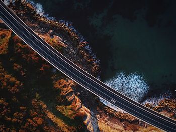 Aerial view of bridge over sea