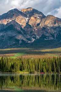 Scenic view of landscape and mountains against sky