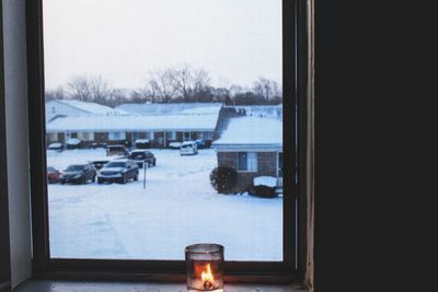 Close-up of window in winter