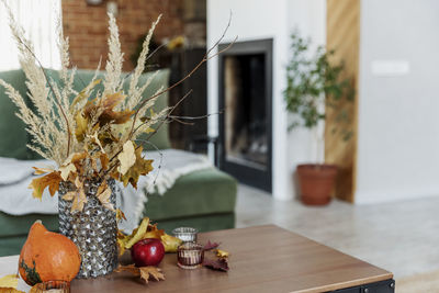 Close-up of fruits on table at home