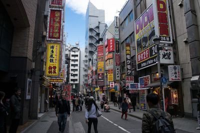 People on street in city