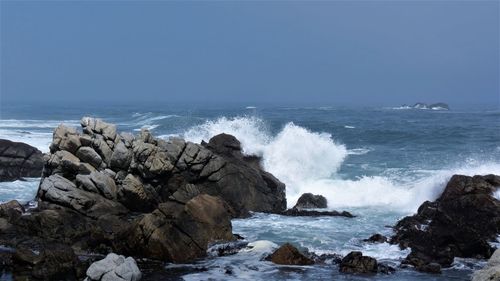 Scenic view of sea against clear sky