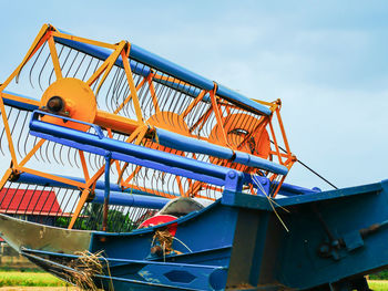 Low angle view of boat against sky