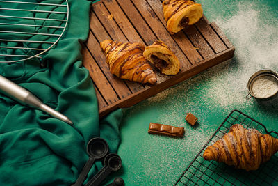 High angle view of food on table