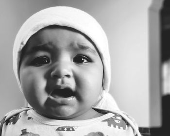 Close-up portrait of cute baby girl