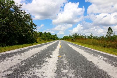 Surface level of road against sky