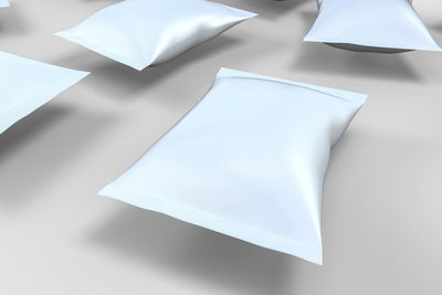 High angle view of white paper on table