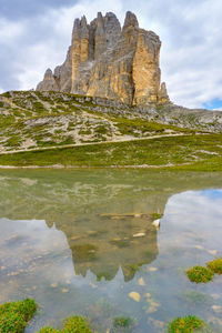 Reflection of rock formations in water