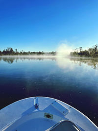 Scenic view of lake against blue sky