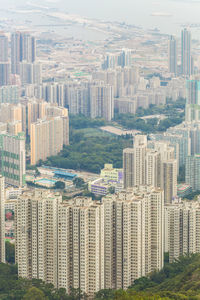 High angle view of buildings in city