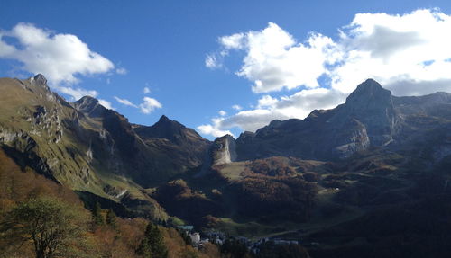 Scenic view of mountains against sky