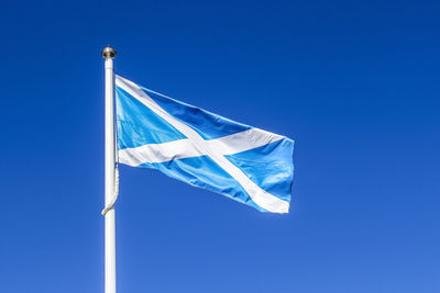 Low angle view of tree against clear blue sky