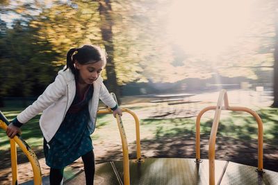 Woman standing in water