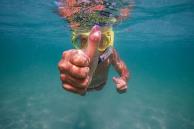 Man swimming in sea