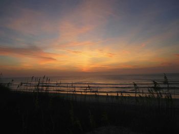 Scenic view of sea at sunset