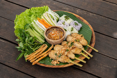 High angle view of food on table