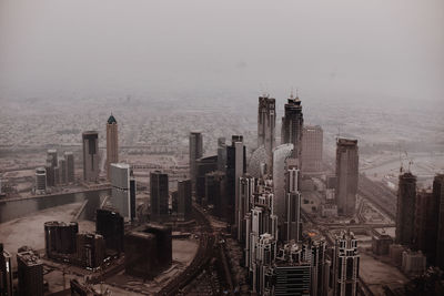 High angle view of buildings in city