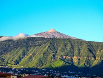 View of mountain against blue sky