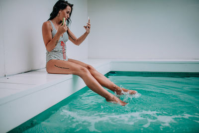 Woman in swimming pool