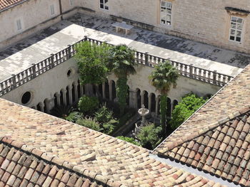 High angle view of building with inner garden