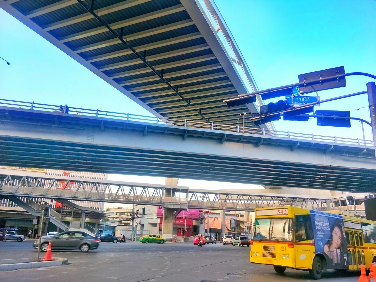 VIEW OF BRIDGE OVER CITY STREET