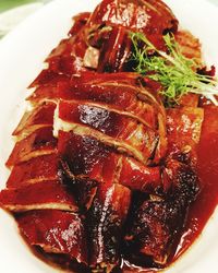 High angle view of meal served in plate