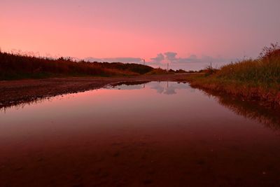 Reflection of sky in calm lake