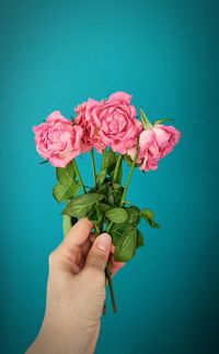 Beautiful pink dried rose bouquet