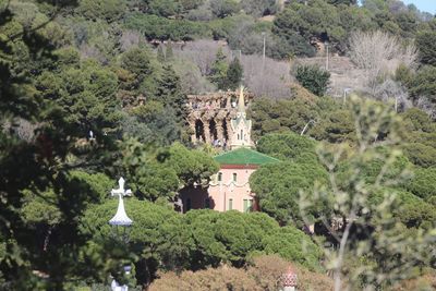 High angle view of buildings in town