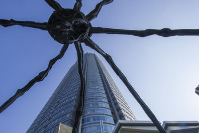 Low angle view of rope against building