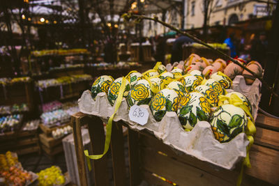 Close-up of yellow flowers for sale in market