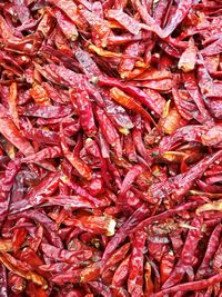 Full frame shot of dried red chili peppers for sale