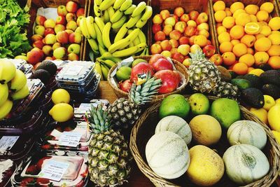 Various fruits for sale at market stall