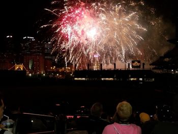 Firework display at night