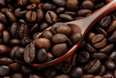 Close-up of roasted coffee beans