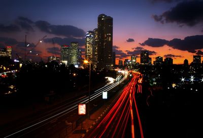 High angle view of illuminated city at night