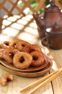 Close-up of food on table