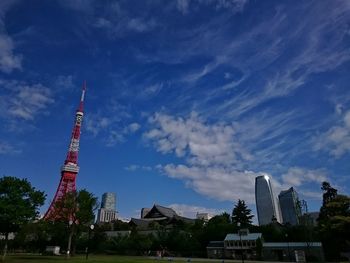 Low angle view of building against cloudy sky