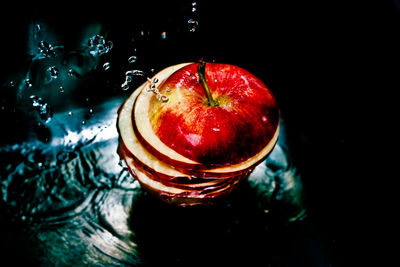 Close-up of strawberry in water