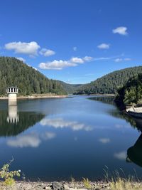 Scenic view of lake against sky