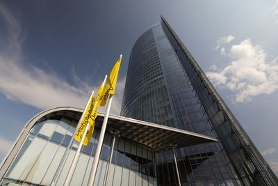 Low angle view of modern building against sky