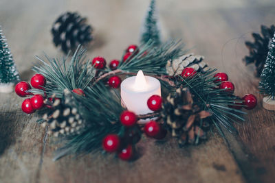 Christmas decorations on table