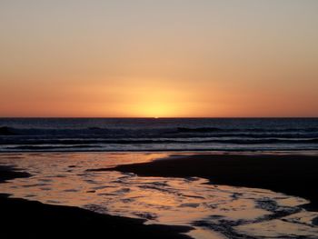 Scenic view of sea at sunset