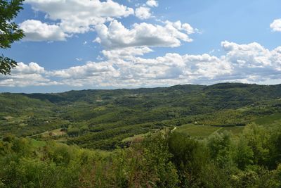 Scenic view of landscape against cloudy sky