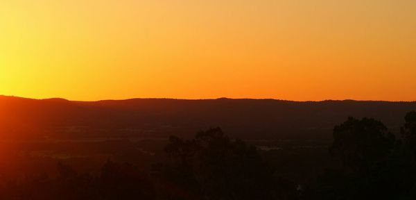 Scenic view of mountains at sunset